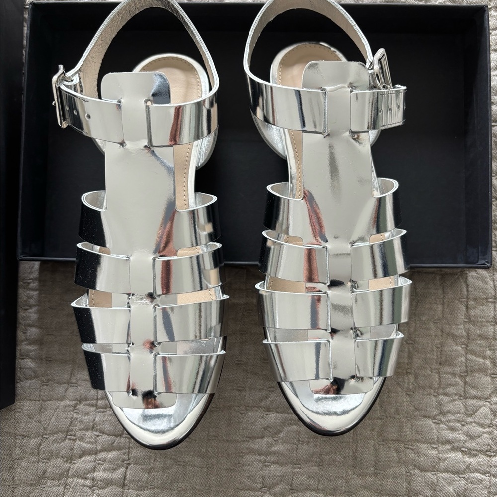 Theory Silver Fisherman Sandals